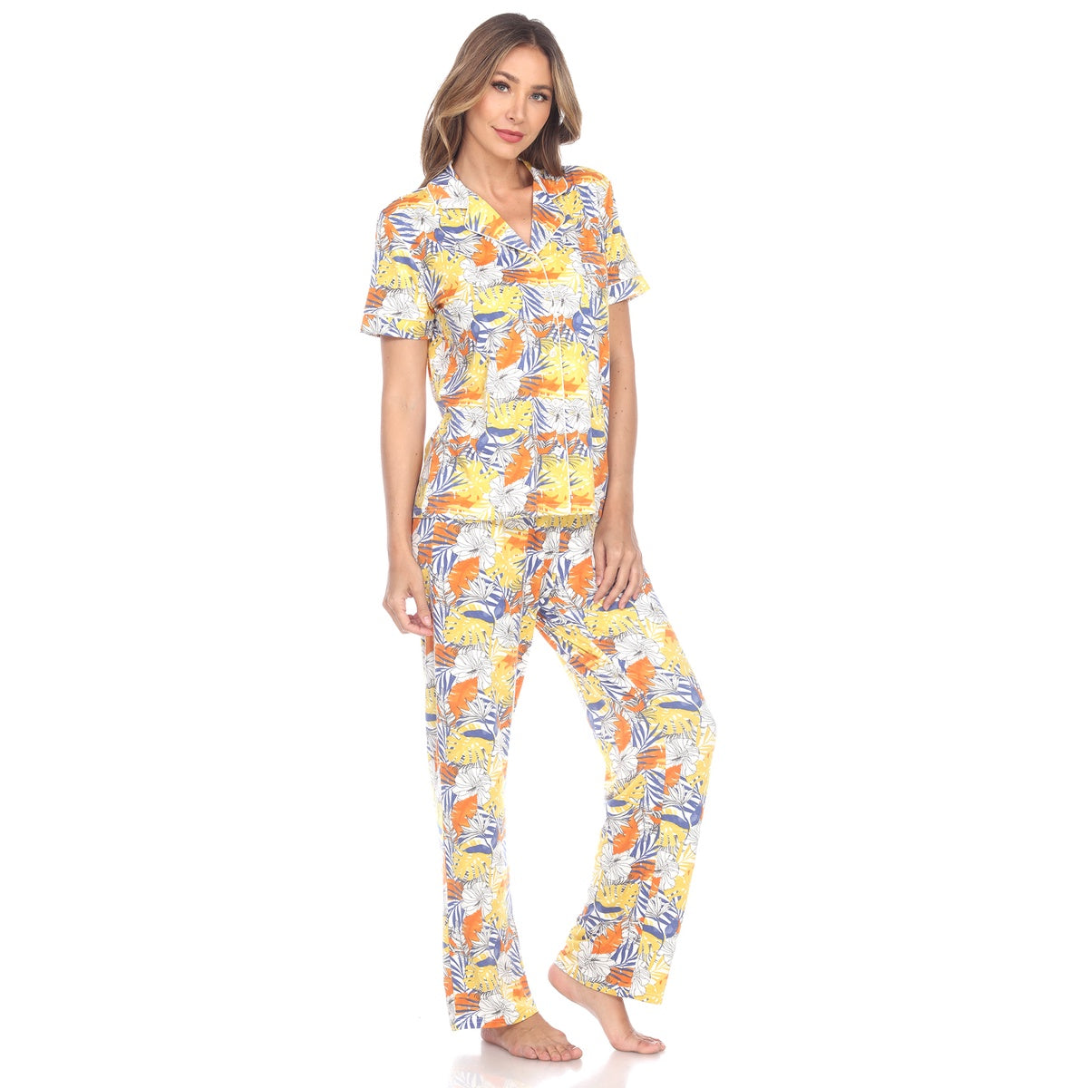  White Mark Women's Tropical Print Pajama Set - S - Bonton