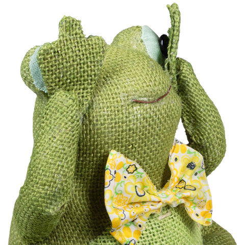 Peaking Frog With Bowtie Sitting on Lily Pad Spring Decoration - 8"