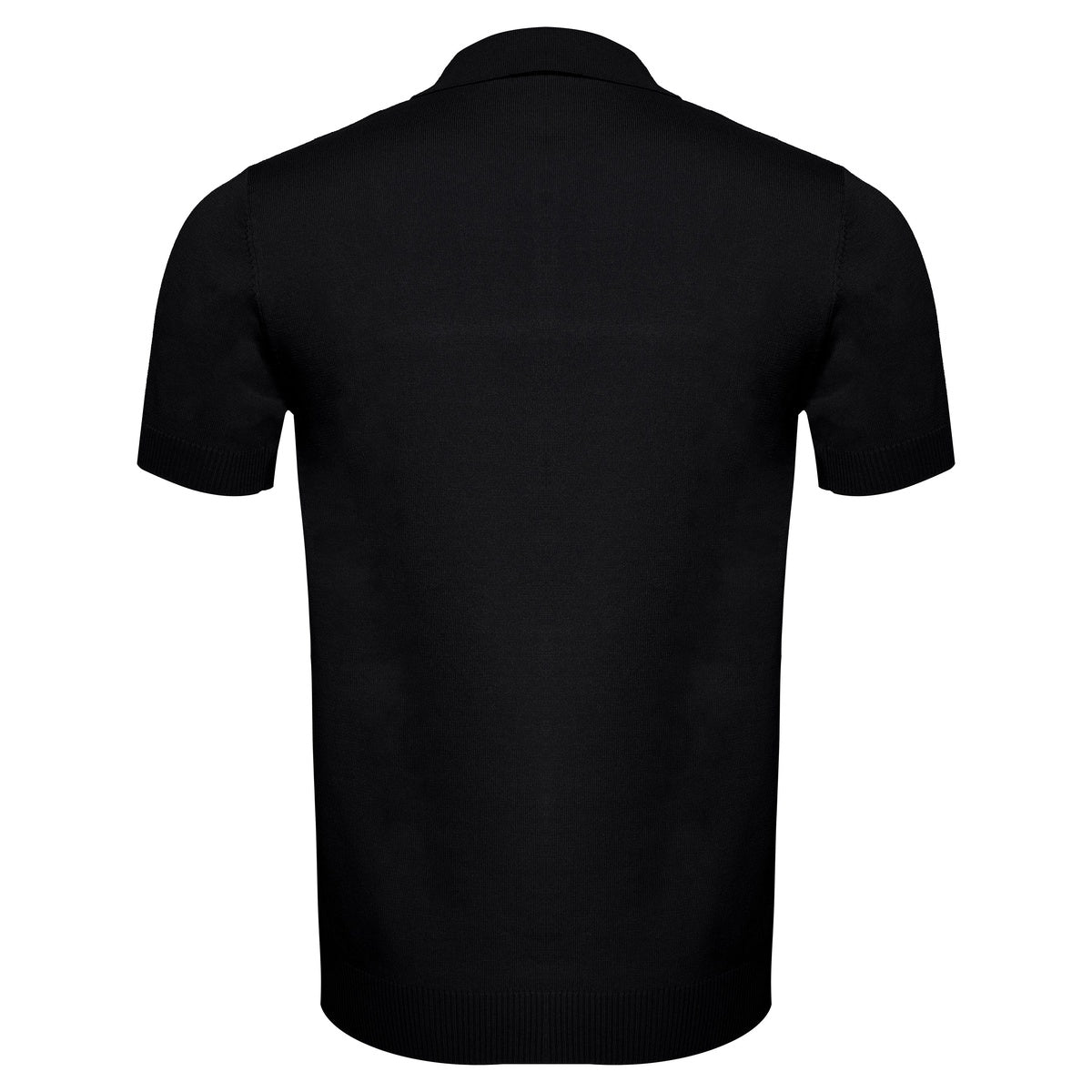  Barocco Men's Retro-Inspired Knitted Polo Shirt BLACK/WHITE - BLACK/WHITE - Bonton