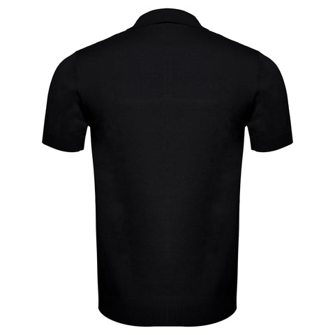 Men's Retro-Inspired Knitted Polo Shirt BLACK/WHITE