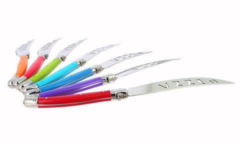 7 Piece Laguiole Pizza Knife Set, Rainbow Colors