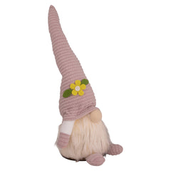 12.25" Lighted Pink Spring Gnome With Flower Hat