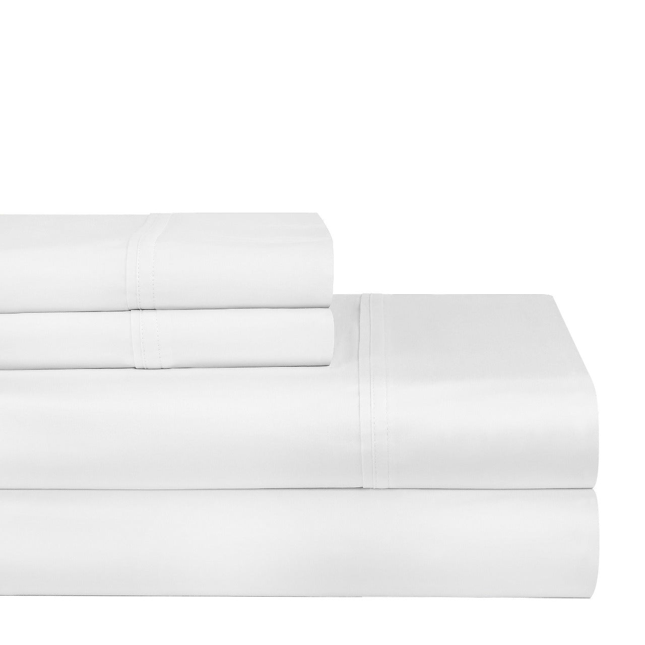  Pointehaven 400 Thread Count Solid Sheet Sets - White - Bonton