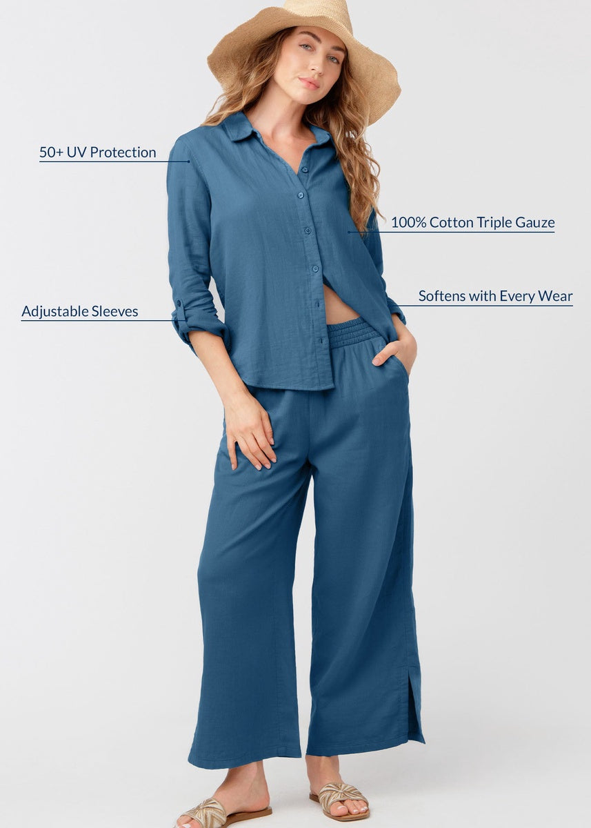  Cabana Life Harbor Gauze Button Down Shirt - XS - Bonton