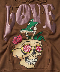 Love Hate Puff Print Hoodie - Khaki