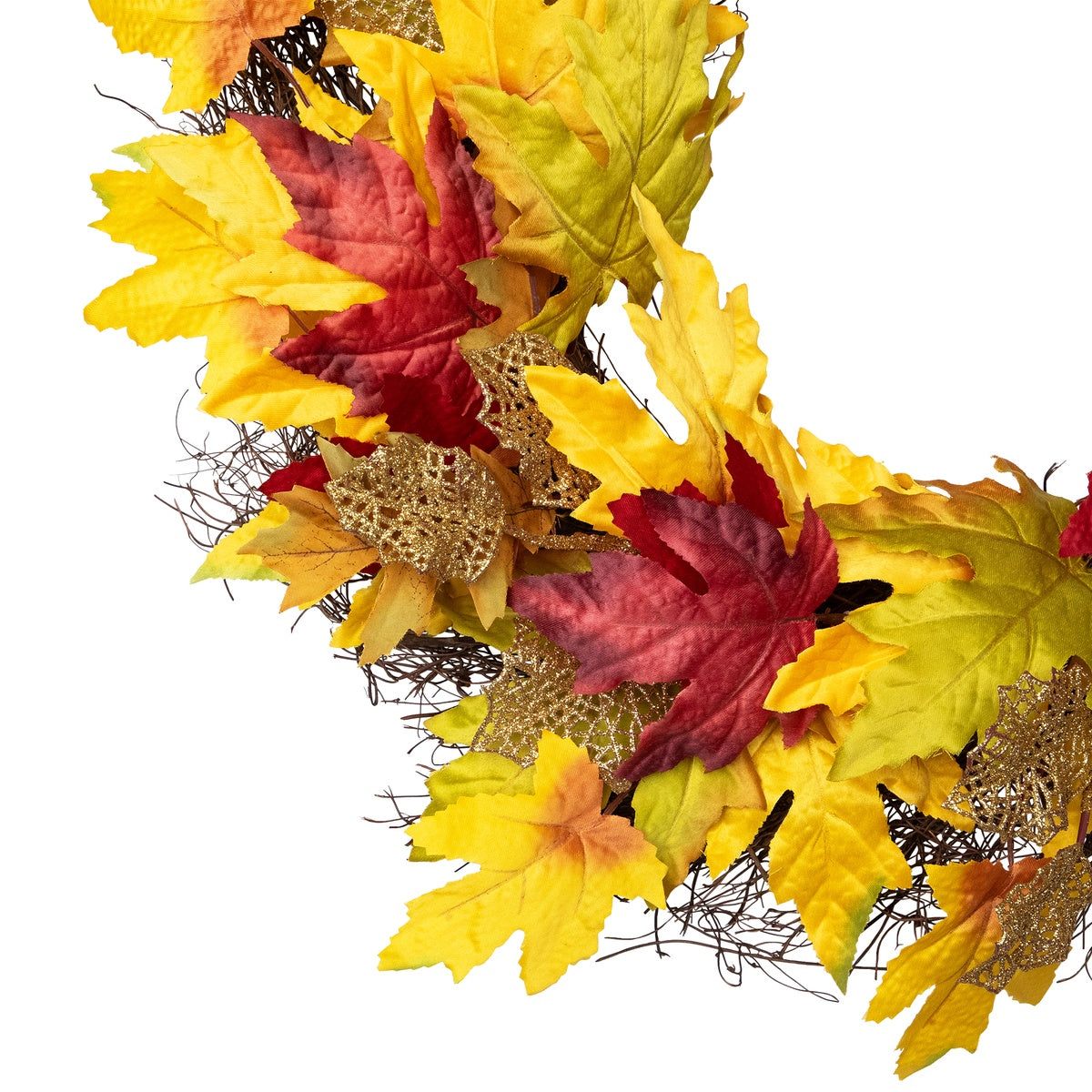  Northlight Maple Leaf Artificial Fall Harvest Wreath  22-Inch - Default Title - Bonton