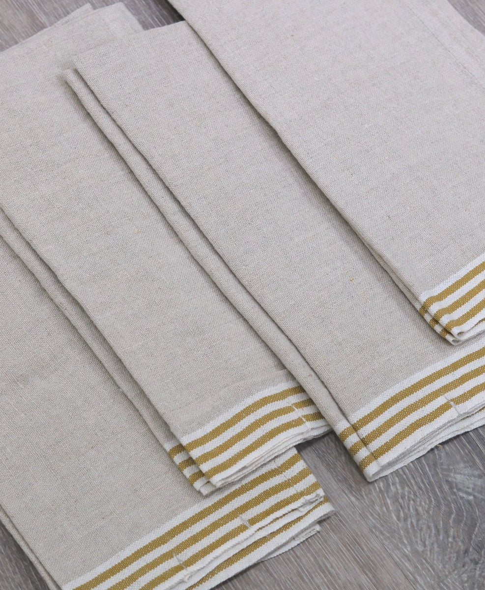  Caravan Alsace Natural Napkins 20x20 - Set of 4 - Natural & Blue - Bonton