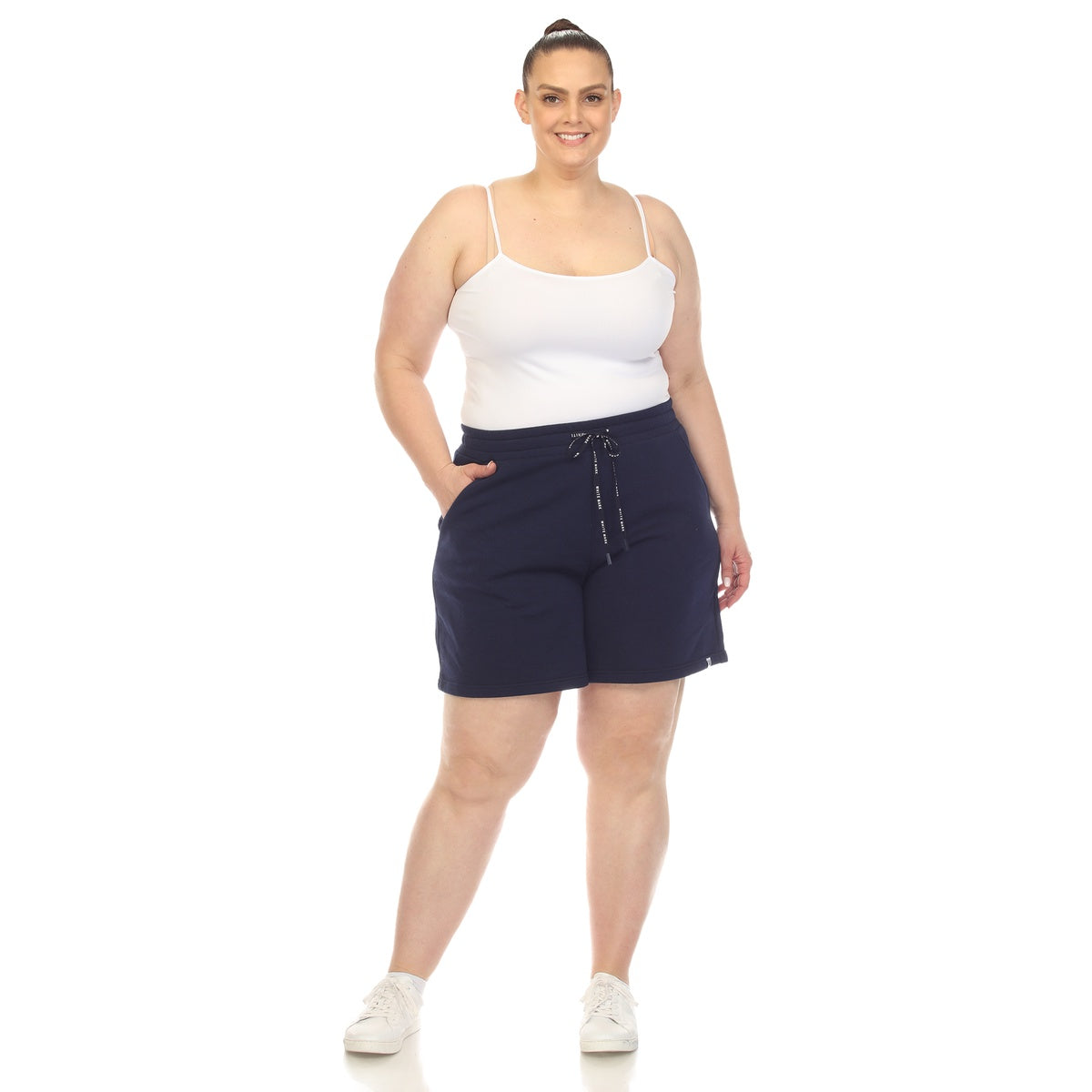  White Mark Plus Size Super Soft Drawstring Waistband Sweat Short - 1X - Bonton