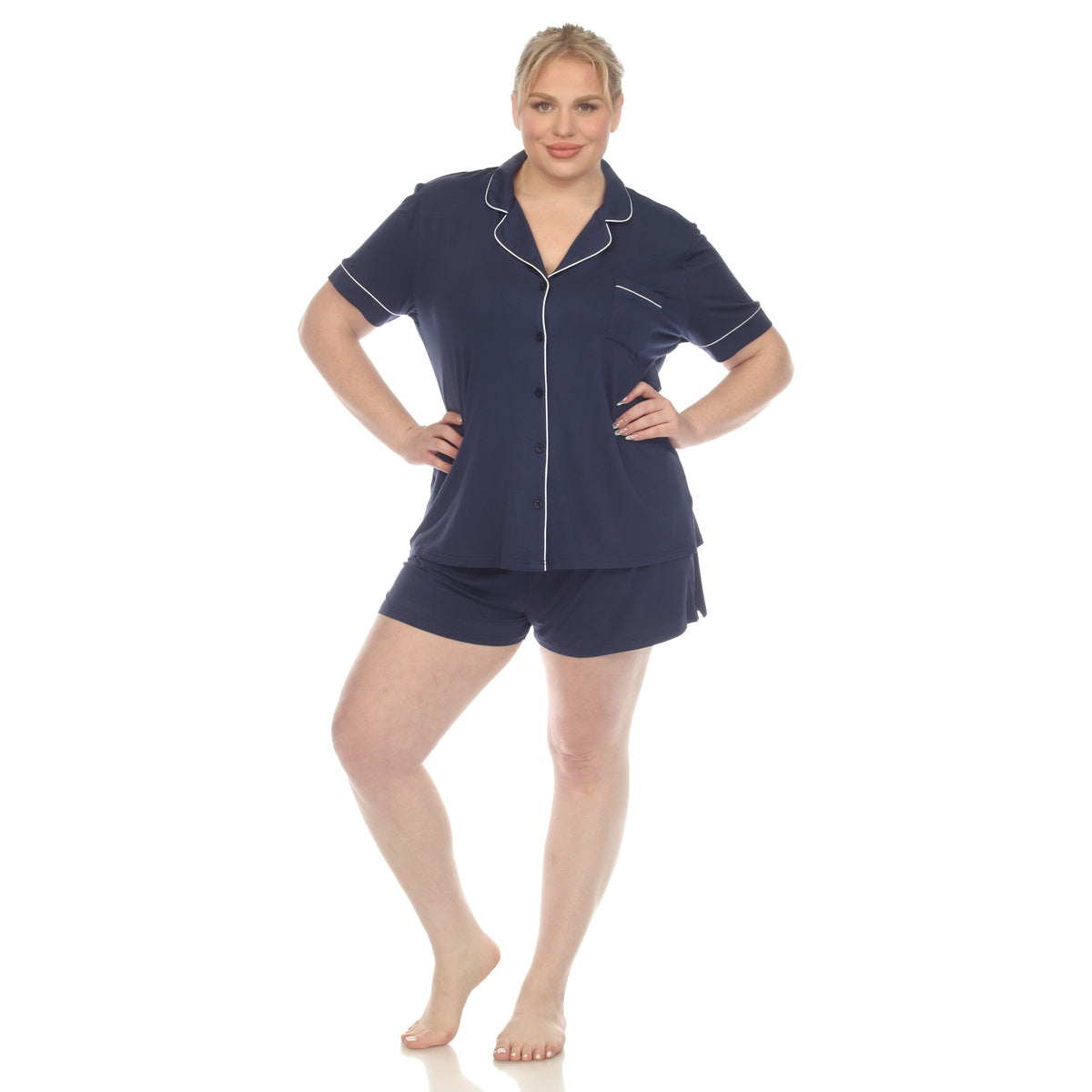  White Mark Plus Size Short Sleeve Bamboo Pajama Set - 1X - Bonton