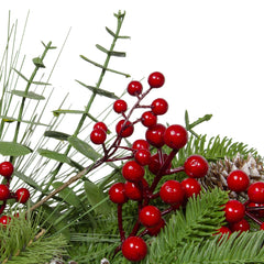 Holly Berries and Snowy Pinecones Artificial Christmas Wreath - 24" - Unlit