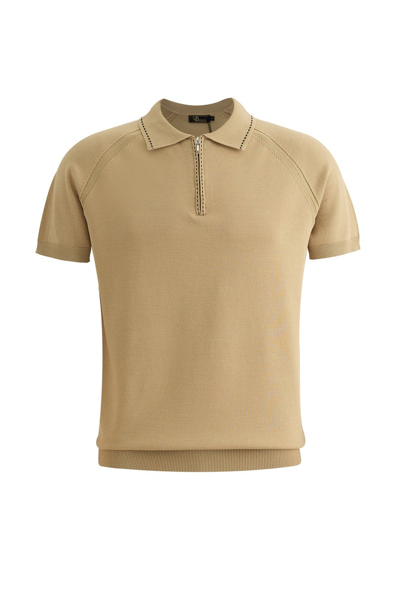  Barocco Strada Luxe Knit Polo KHAKI - KHAKI - Bonton