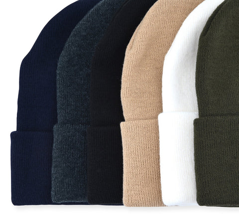 Vintage Havana Beige Beanie for Women & Men | Thick Cuffed Knitted Winter Hat Beanies Unisex Skull Caps| Vintage Logo Patch