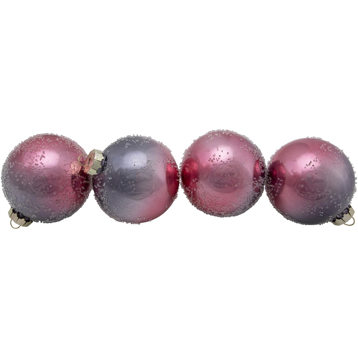  Northlight 4ct Pink and Grey Ombre Hand Blown Textured Glass Ball Christmas Ornaments 3.25