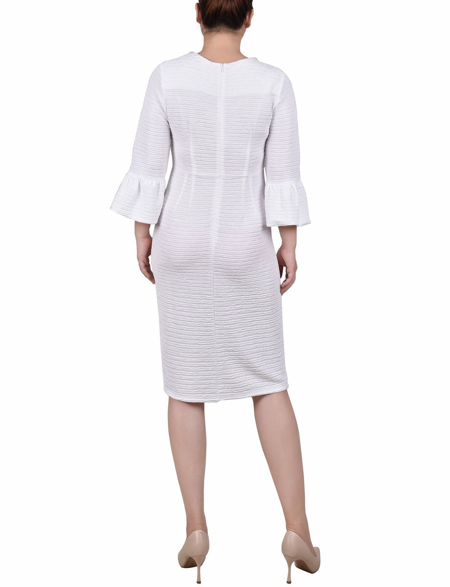  NY Collection 3/4 Length Bell Sleeve Dress - Mustard - Bonton