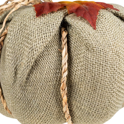 Burlap Autumn Harvest Pumpkin - 6.75" - Green