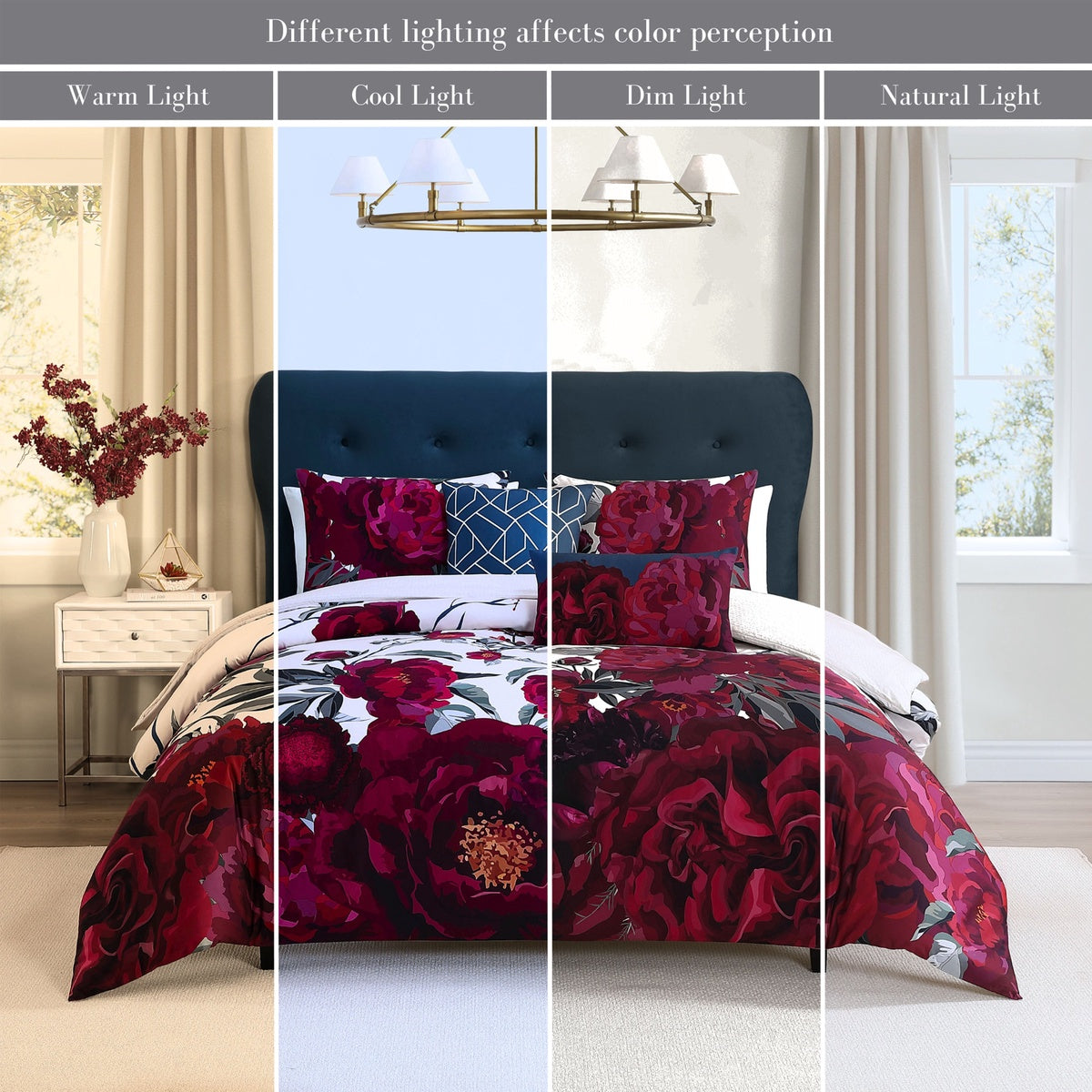  Bebejan® Bebejan Burgundy Branches 5 Piece Reversible Comforter Set - QUEEN - Bonton