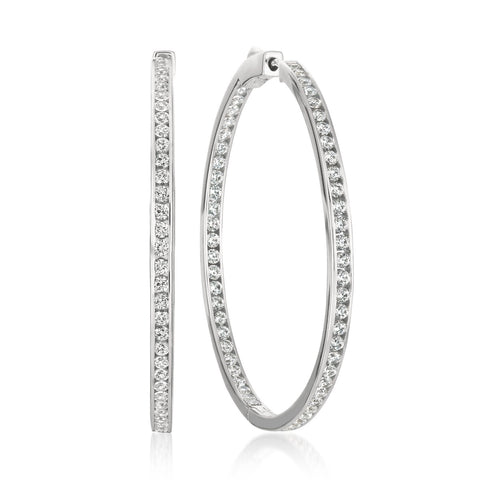 Classic Inside Out Hoop Earrings Finished in Pure Platinum - 1.5" Diameter