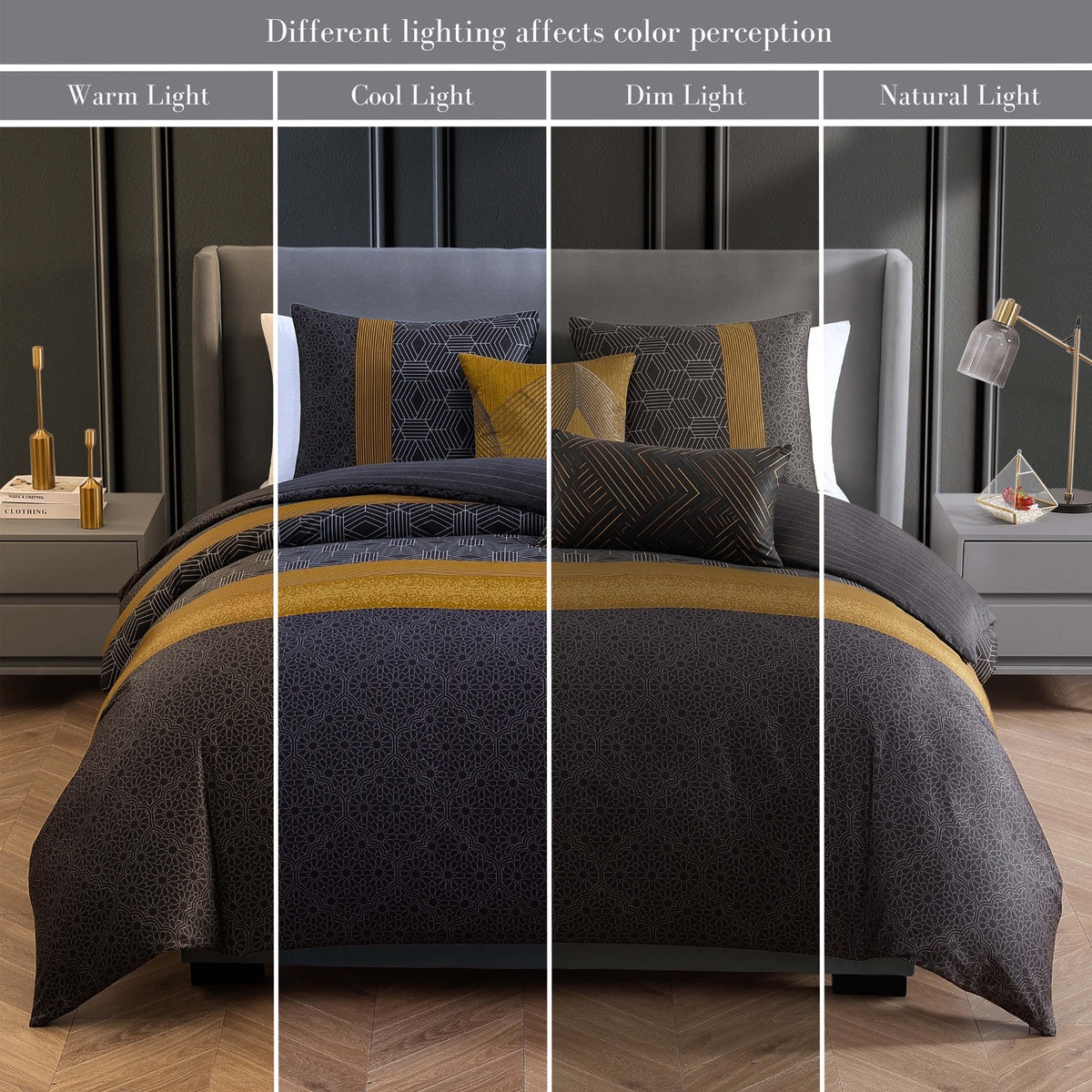  Bebejan Bebejan Golden Hex 5 Piece Reversible Comforter Set - QUEEN - Bonton