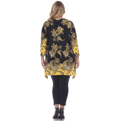 Plus Size Floral Chain Printed Tunic Top With Pockets