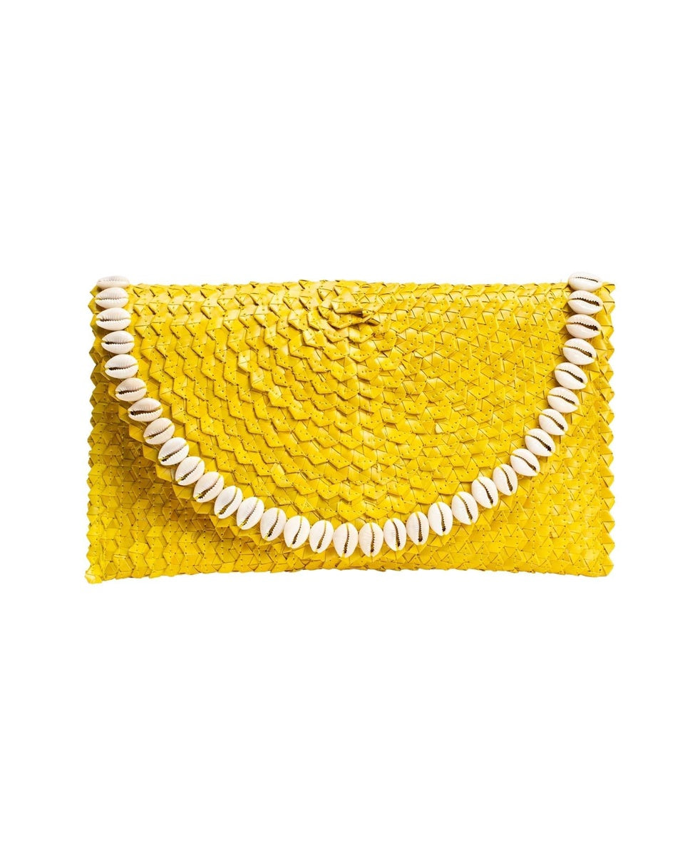  Jelavu Jelavu Pandegelang Raffia Seashell Clutch - Yellow - Bonton