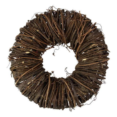 12" Brown Rustic Twig and Tree Bark Artificial Spring Wreath