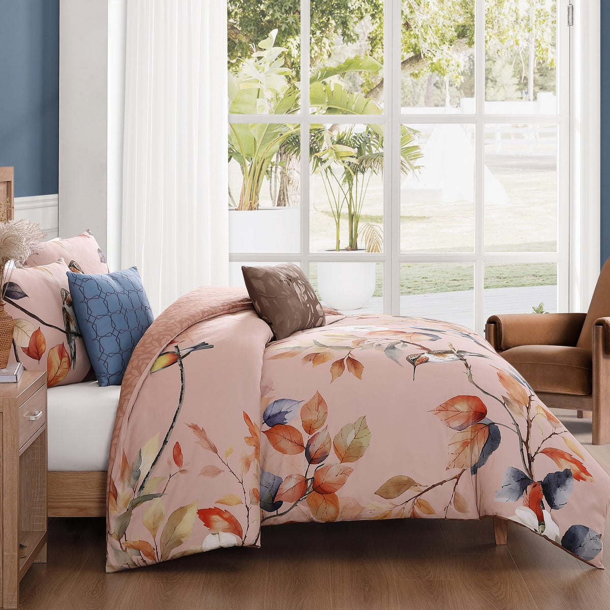  Bebejan Bebejan Peachy Dogwood 5 Piece Reversible Comforter Set - QUEEN - Bonton