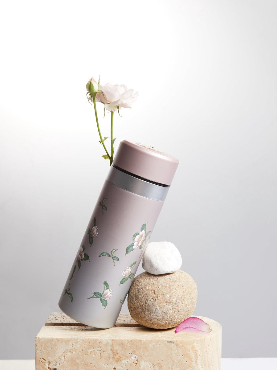  Acera The Flower Fairy Stainless Steel Travel Mug With Ceramic Core - White with Floral Decals - Bonton