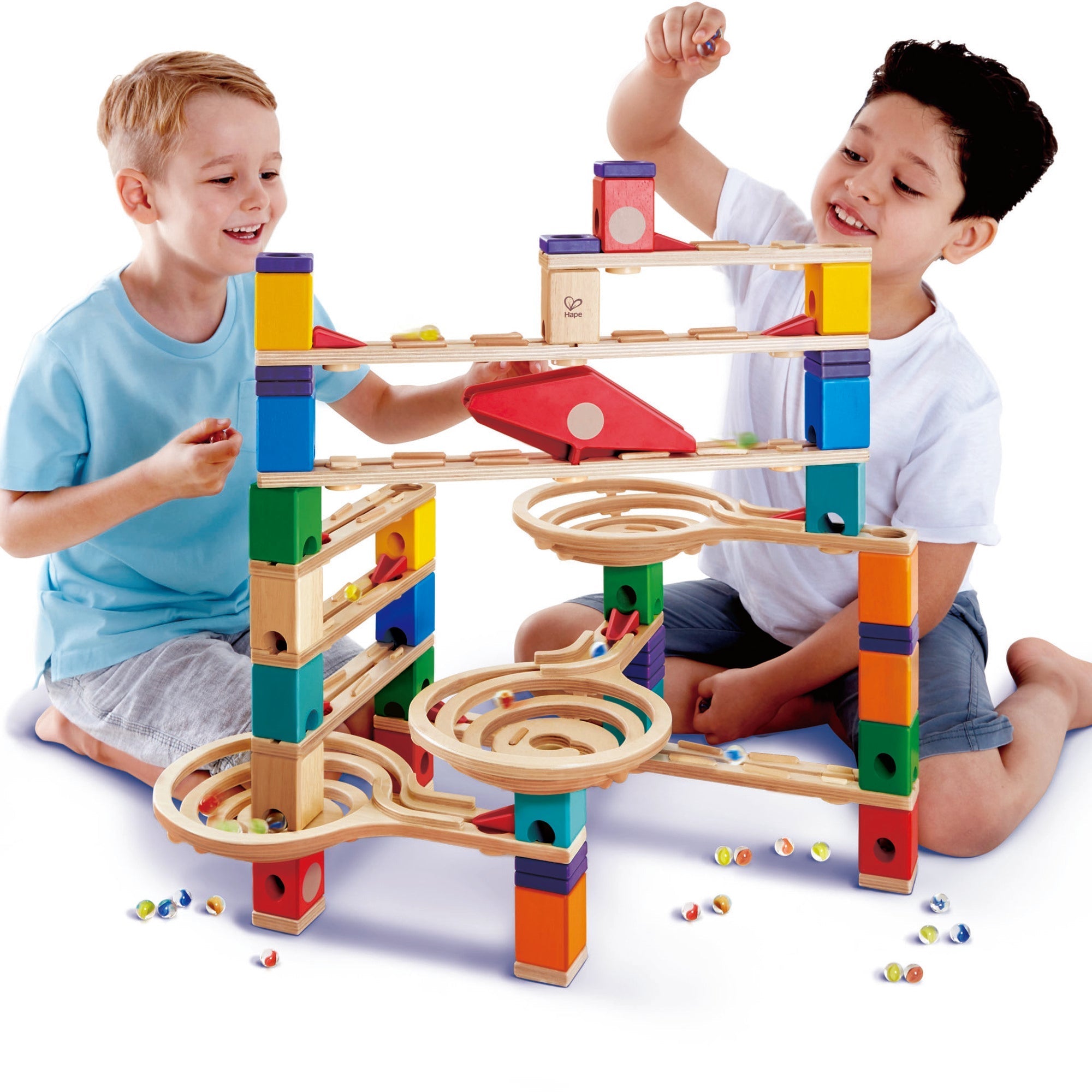  Hape Hape Quadrilla Wooden Marble Run DIY Construction,134 Pieces - Multi - Bonton