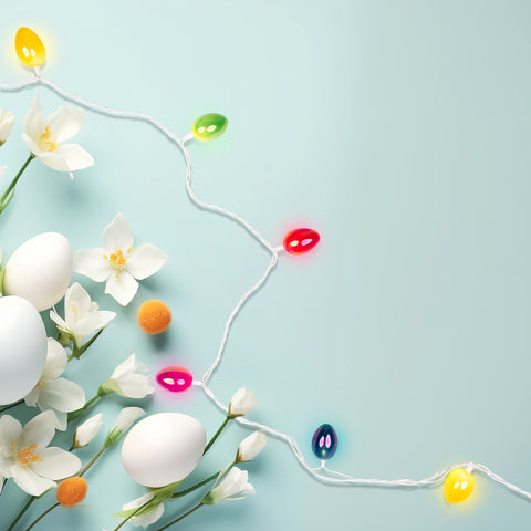 10-Count Pearl Multi-Colored Easter Egg String Light Set  7.25ft White Wire