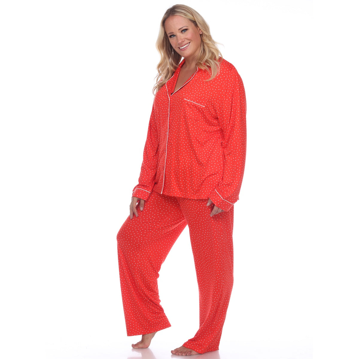  White Mark Plus Size Long Sleeve Pajama Set - 1X - Bonton