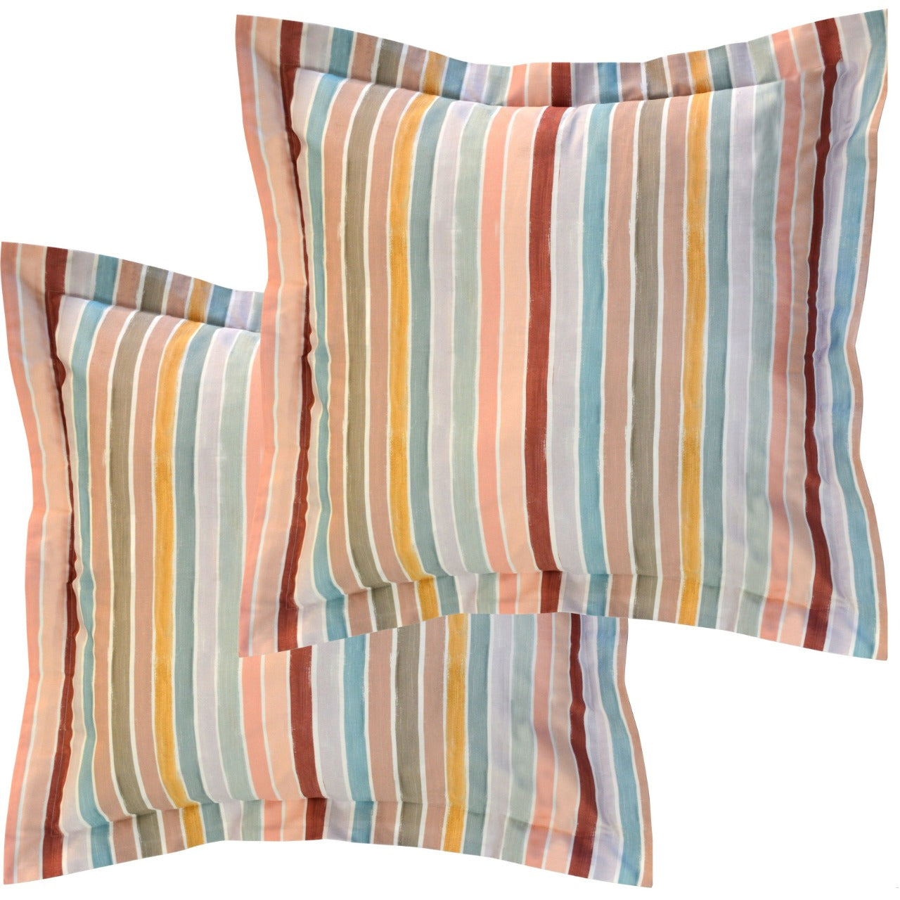  Pointehaven Cotton Duvet Set and Euro Shams - Soft Stripes - Soft Stripes - Bonton