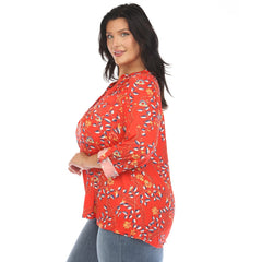 Plus Size Paisley Button Front Tunic Top