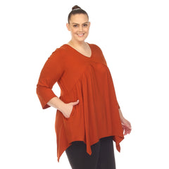 Plus Size Empire Waist V-Neck Tunic Top