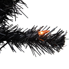 Pre-Lit Noble Spruce Artificial Halloween Wreath - 24" - Black - Orange Lights