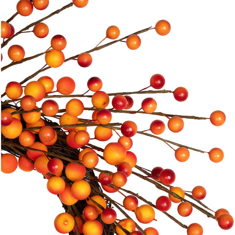 Artificial Berries Fall Harvest Twig Wreath - 14" - Orange and Red - Unlit