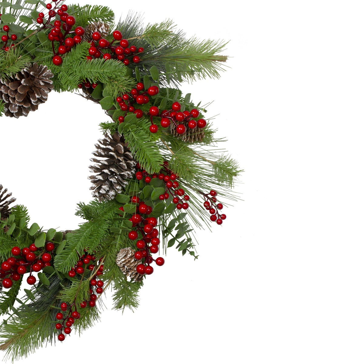  Northlight Holly Berries and Snowy Pinecones Artificial Christmas Wreath - 24