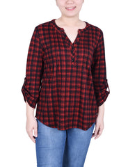 Petite 3/4 Roll Sleeve Top