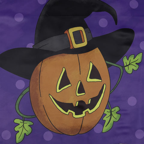 Happy Halloween Pumpkin in a Witch Hat Outdoor House Flag 28" X 40"