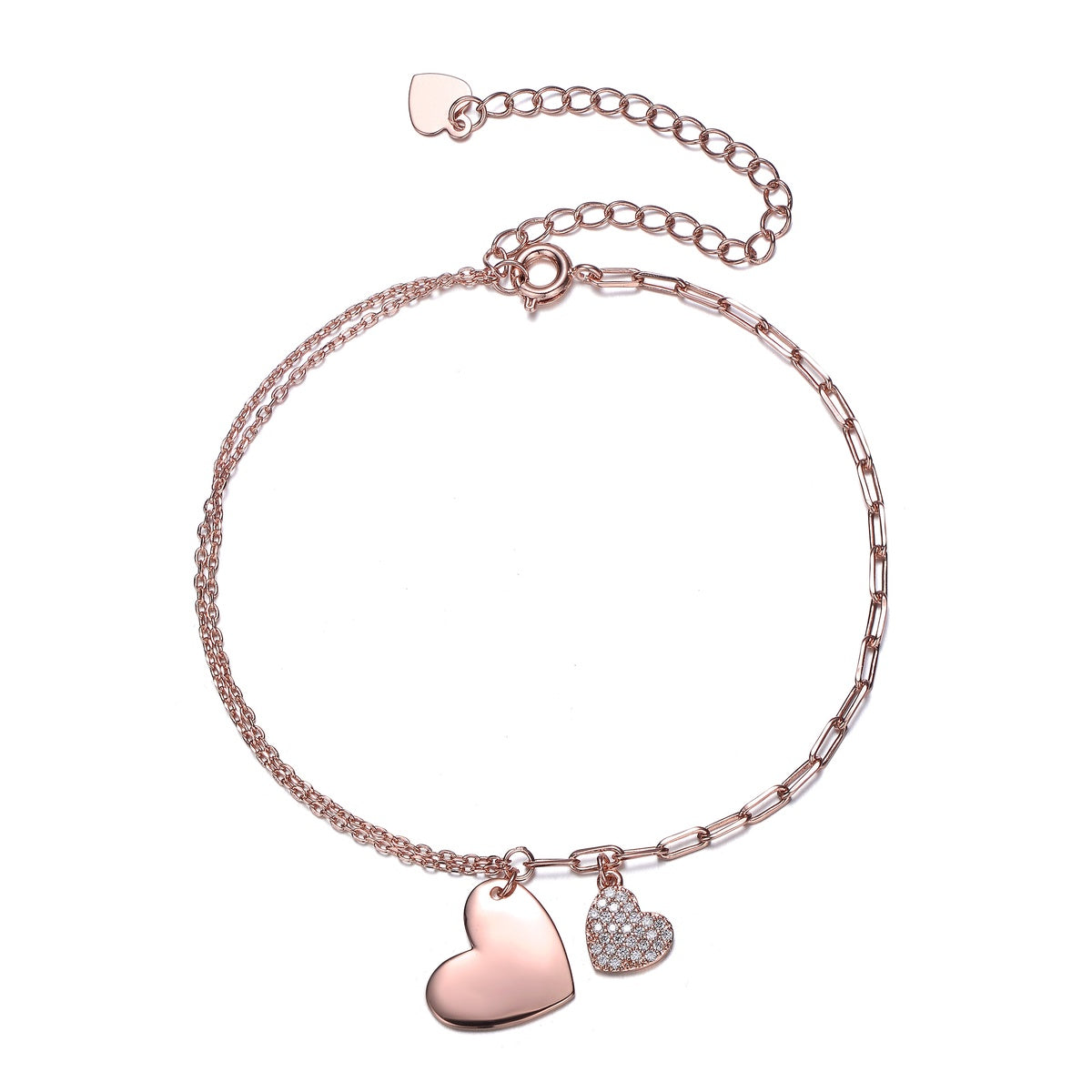  GigiGirl Kids/Teens 18k Rose Gold Plated Cubic Zirconia Adjustable Heart Charm Bracelet - Default Title - Bonton