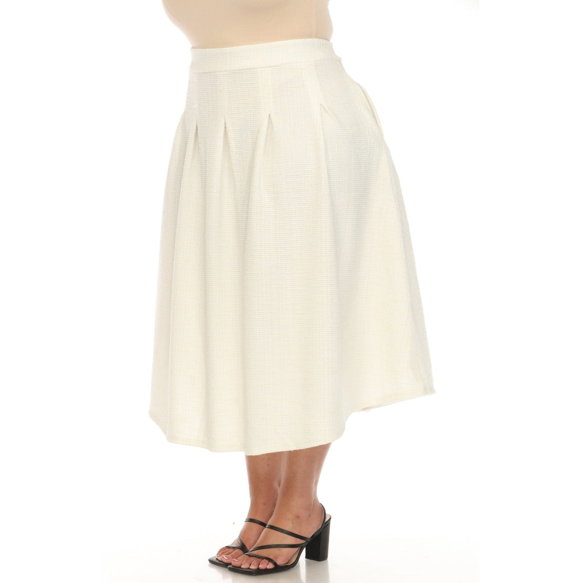  White Mark Plus Size Flared Tweed Skirt - 1X - Bonton