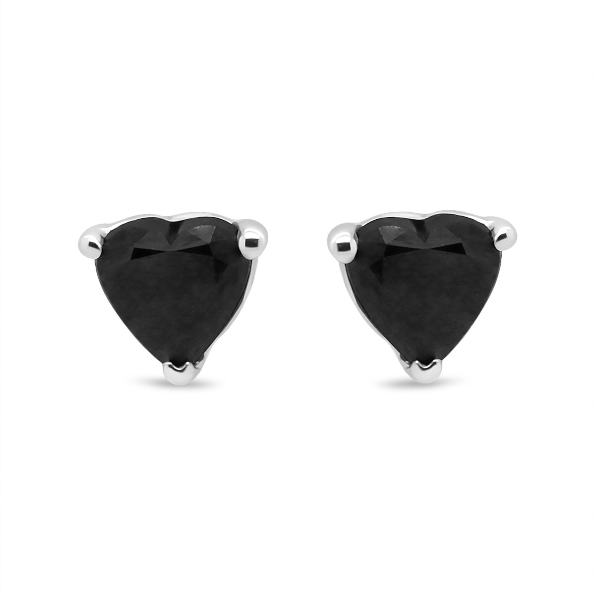  Haus of Brilliance 14K White Gold 1.00 Cttw Heart Shaped Black Diamond Solitaire Stud Earrings (Black Color, I1-I2 Clarity) - 1 - Bonton