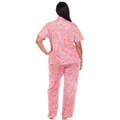 Plus Size Short Sleeve & Pants Tropical Pajama Set