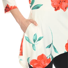 Women's Floral Printed Cold Shoulder Tunic