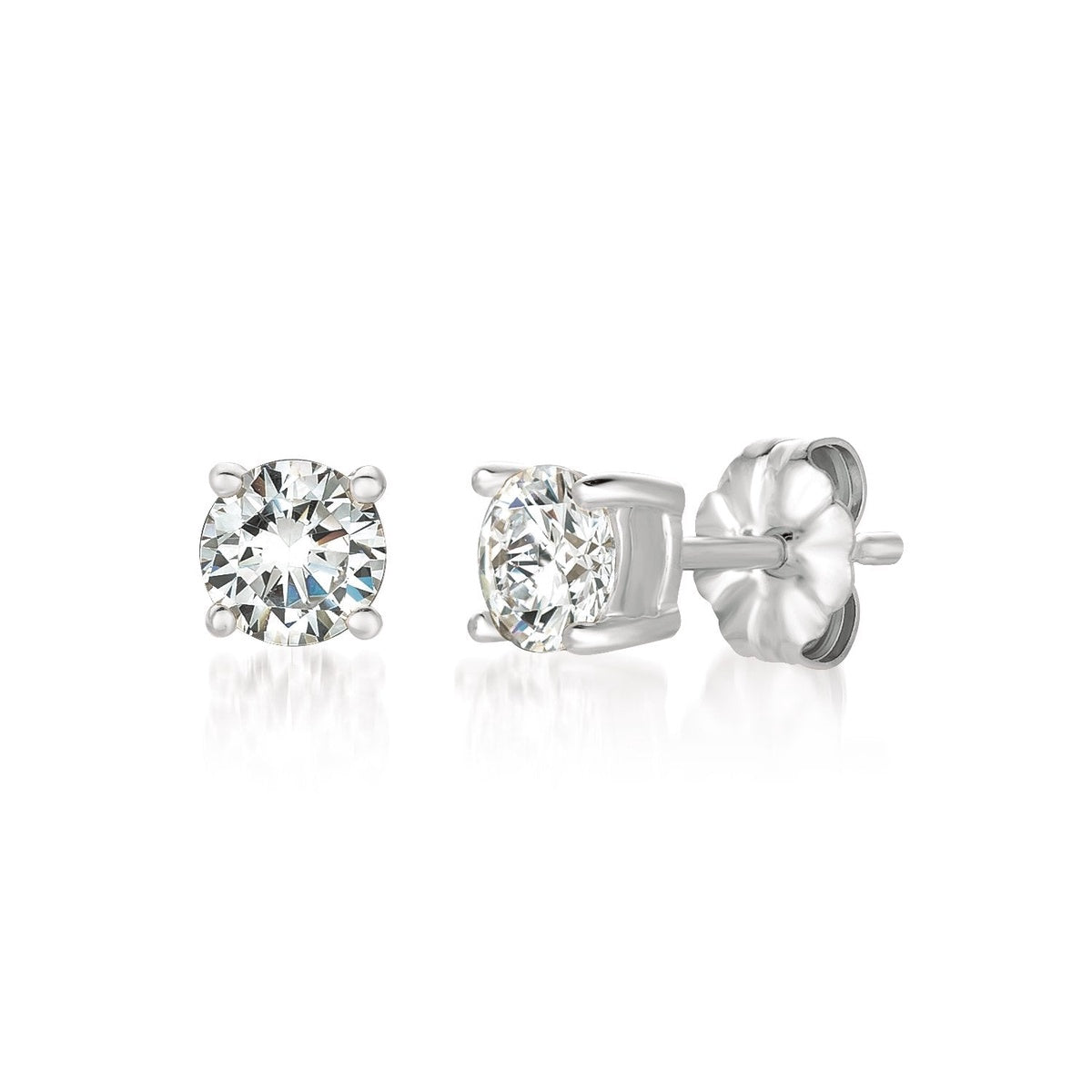  CRISLU 1ct Brilliant Stud Earrings in Platinum - Pure Platinum - Bonton