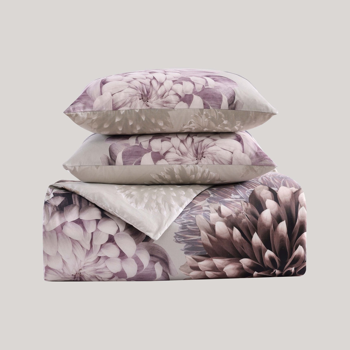  Bebejan Bloom Purple 100% Cotton 5-Piece Reversible Comforter Set - QUEEN - Bonton