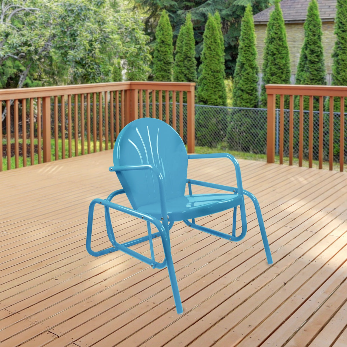  Northlight Outdoor Retro Metal Tulip Glider Patio Chair  Sky Blue - Sky Blue - Bonton