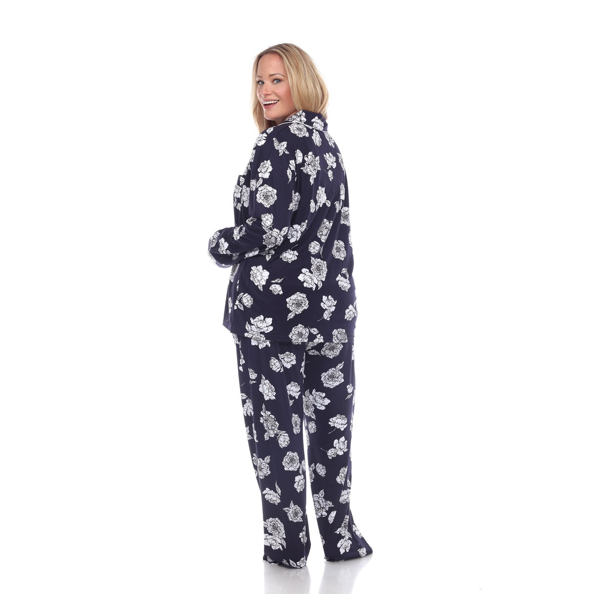  White Mark Plus Size Long Sleeve Floral Pajama Set - 3X - Bonton