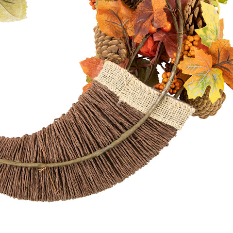 Brown and Orange Leaves and Berries Fall Harvest Wreath  20-Inch
