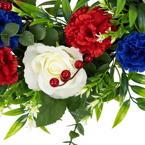 Carnation and Rose Artificial Patriotic Wreath - 24"