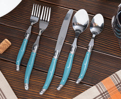 Laguiole 20 Piece Stainless Steel Flatware Set, Service for 4, Aegean Teal